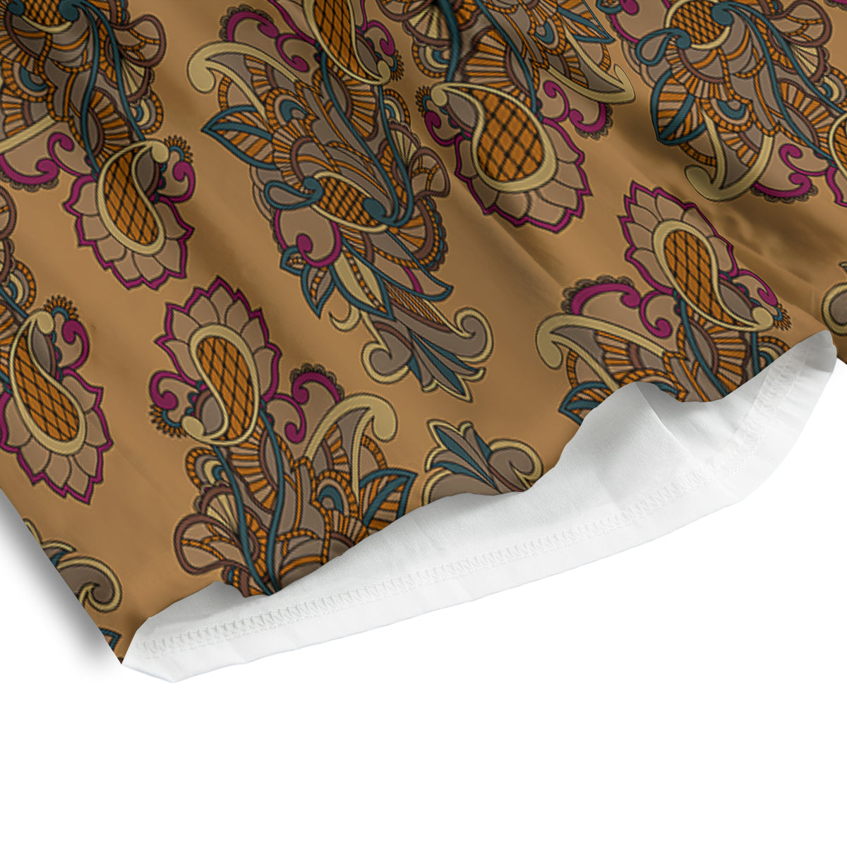 Bohemian Umber Floral Print Pattern Men's Athletic Shorts