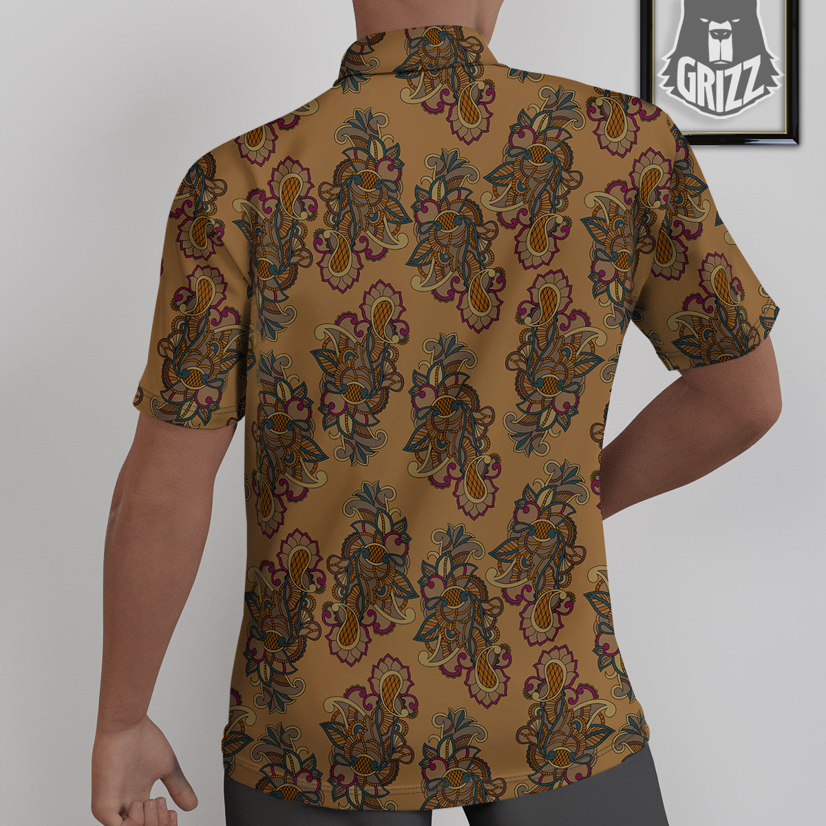 Bohemian Umber Floral Print Pattern Untucked Shirts-grizzshop