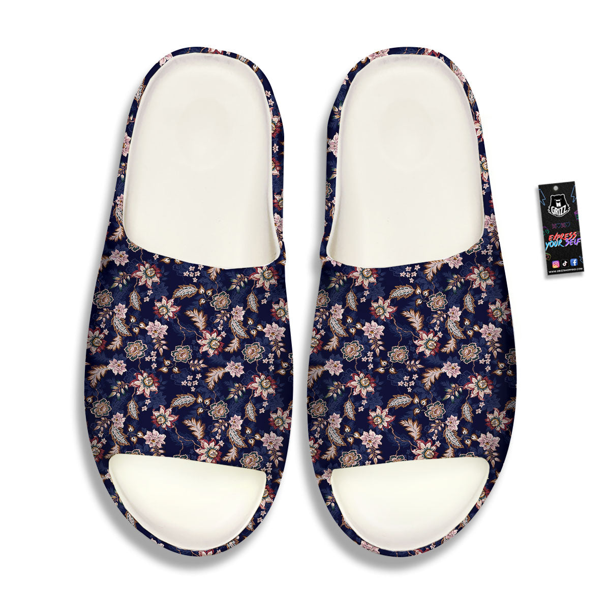 Bohemian Floral Blue Vintage Print Sandals-grizzshop