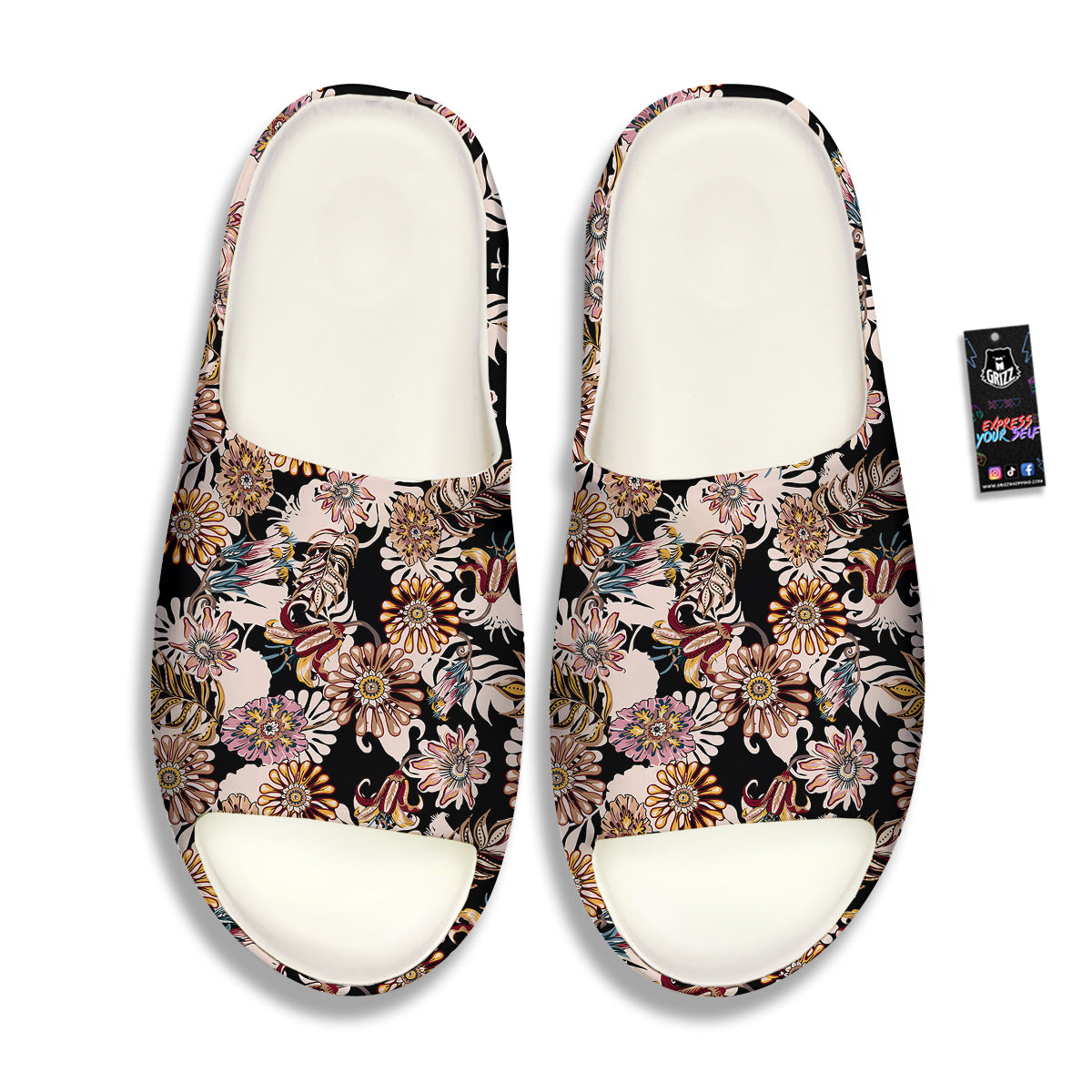 Bohemian Floral Brown Vintage Print Pattern Sandals-grizzshop