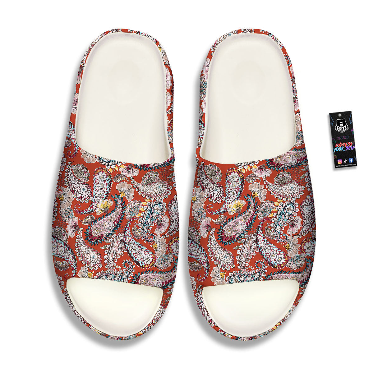 Bohemian Floral Orange Print Pattern Sandals-grizzshop