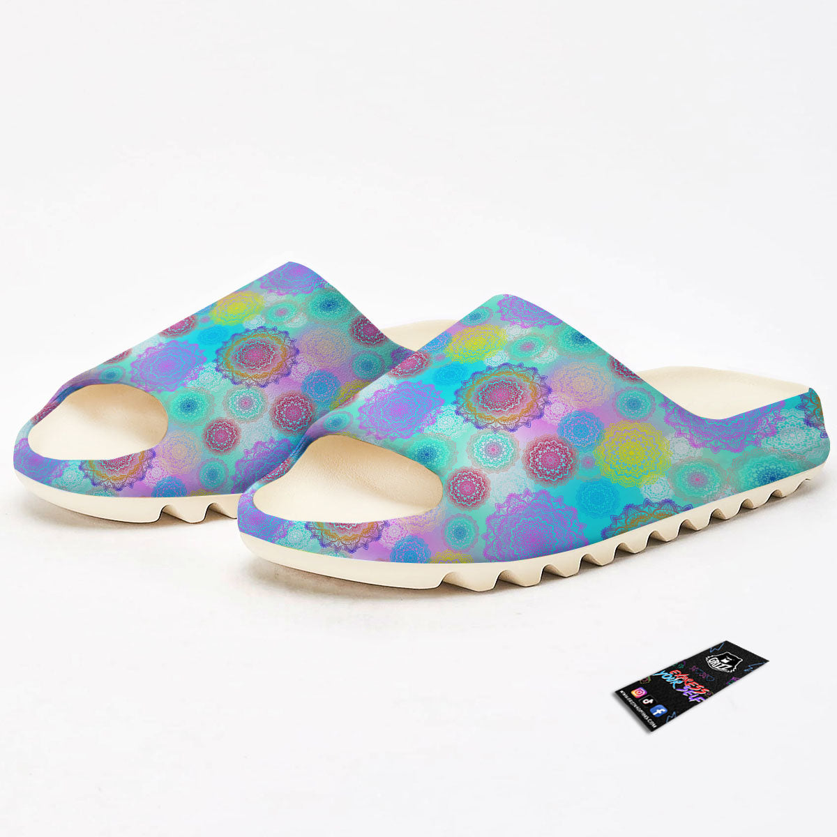 Bohemian Mandala Pastel Print Pattern Sandals-grizzshop