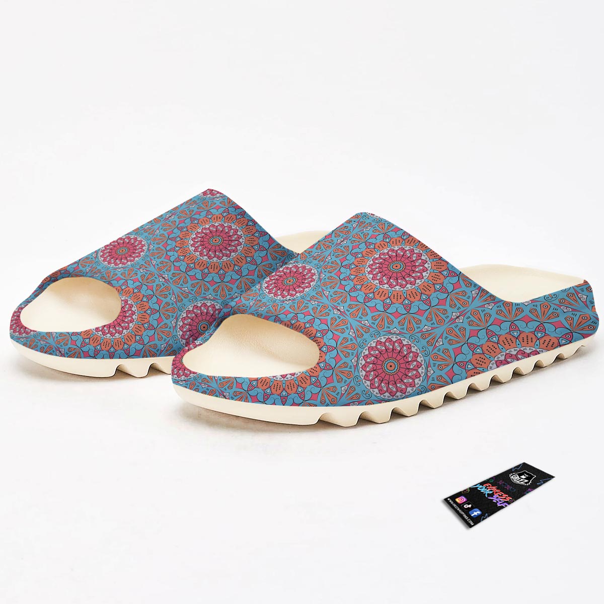 Bohemian Mandala Pink And Teal Print Pattern Sandals-grizzshop