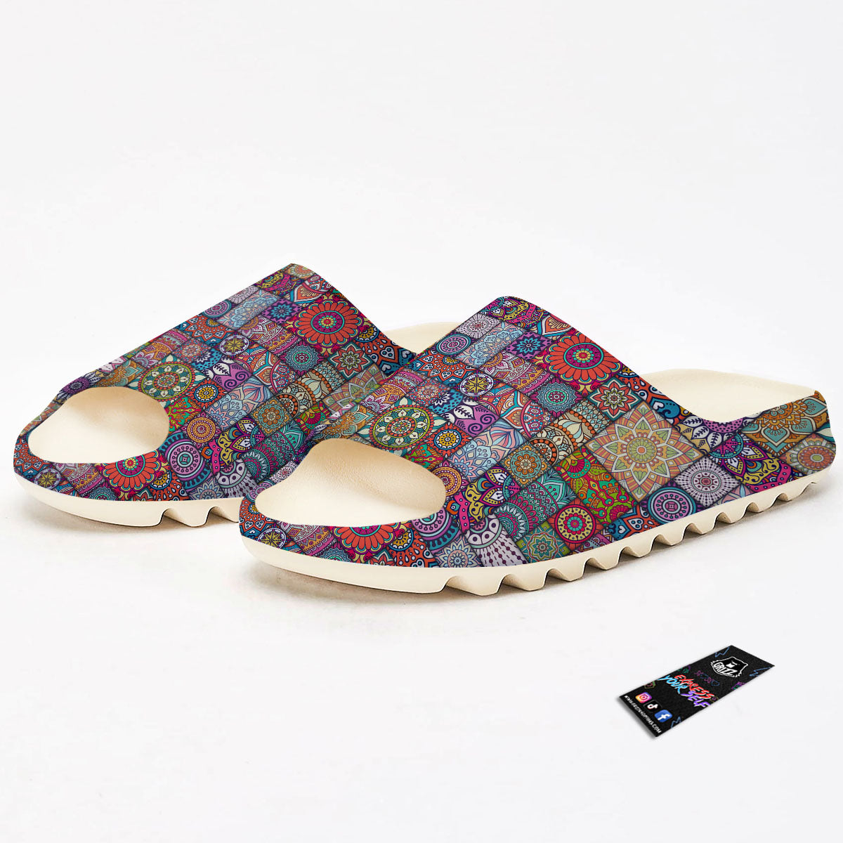 Bohemian Mandala Tile Print Pattern Sandals-grizzshop