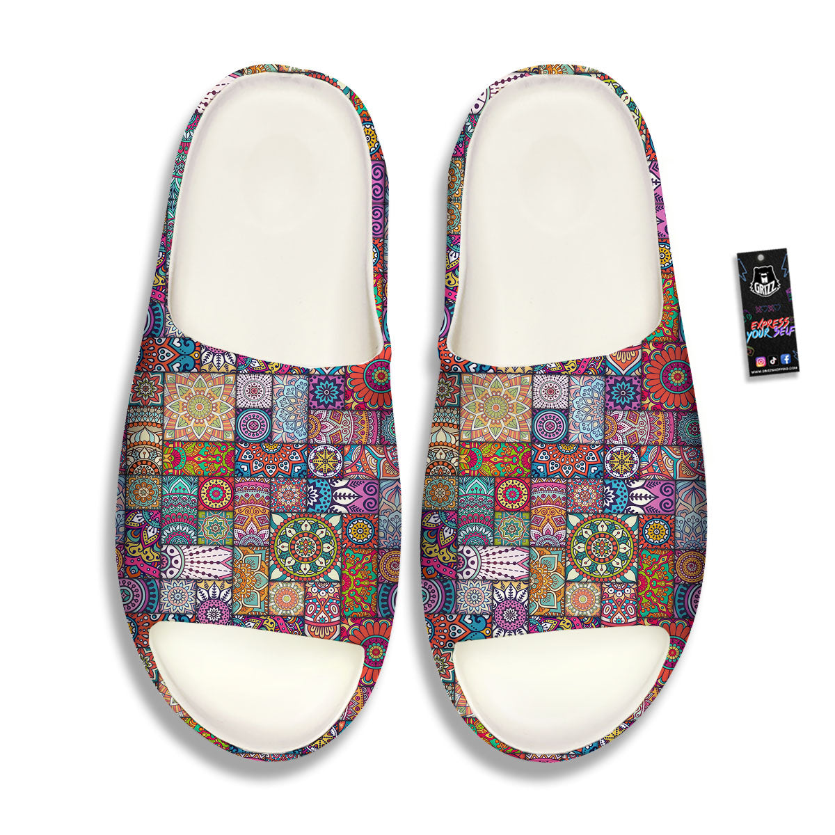 Bohemian Mandala Tile Print Pattern Sandals-grizzshop