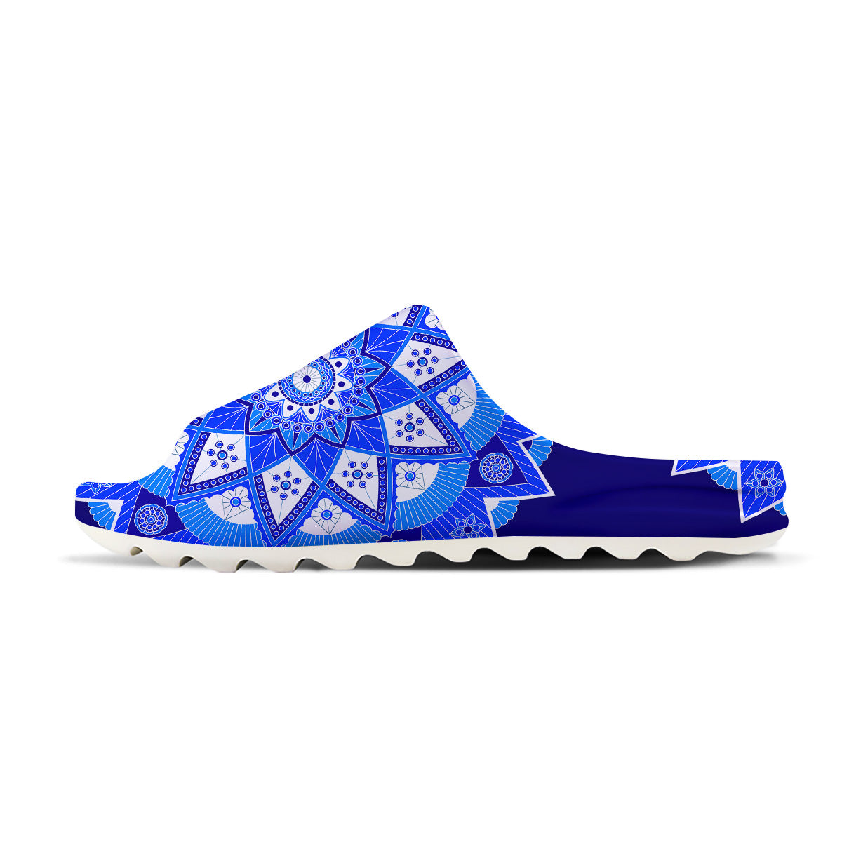 Bohemian Mandala White And Blue Print Sandals-grizzshop