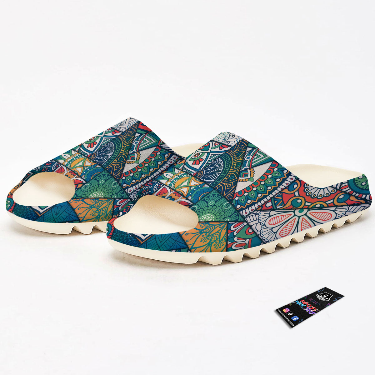 Bohemian Patchwork Mandala Print Pattern Sandals-grizzshop