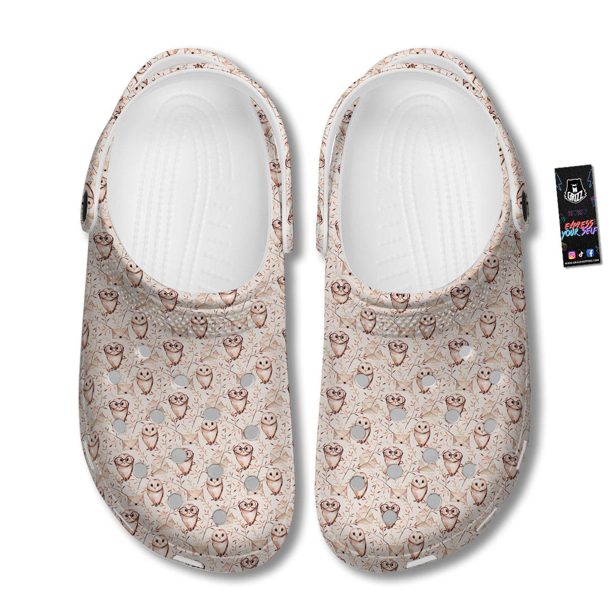 Boho Cute Owl Print Pattern Clog-grizzshop