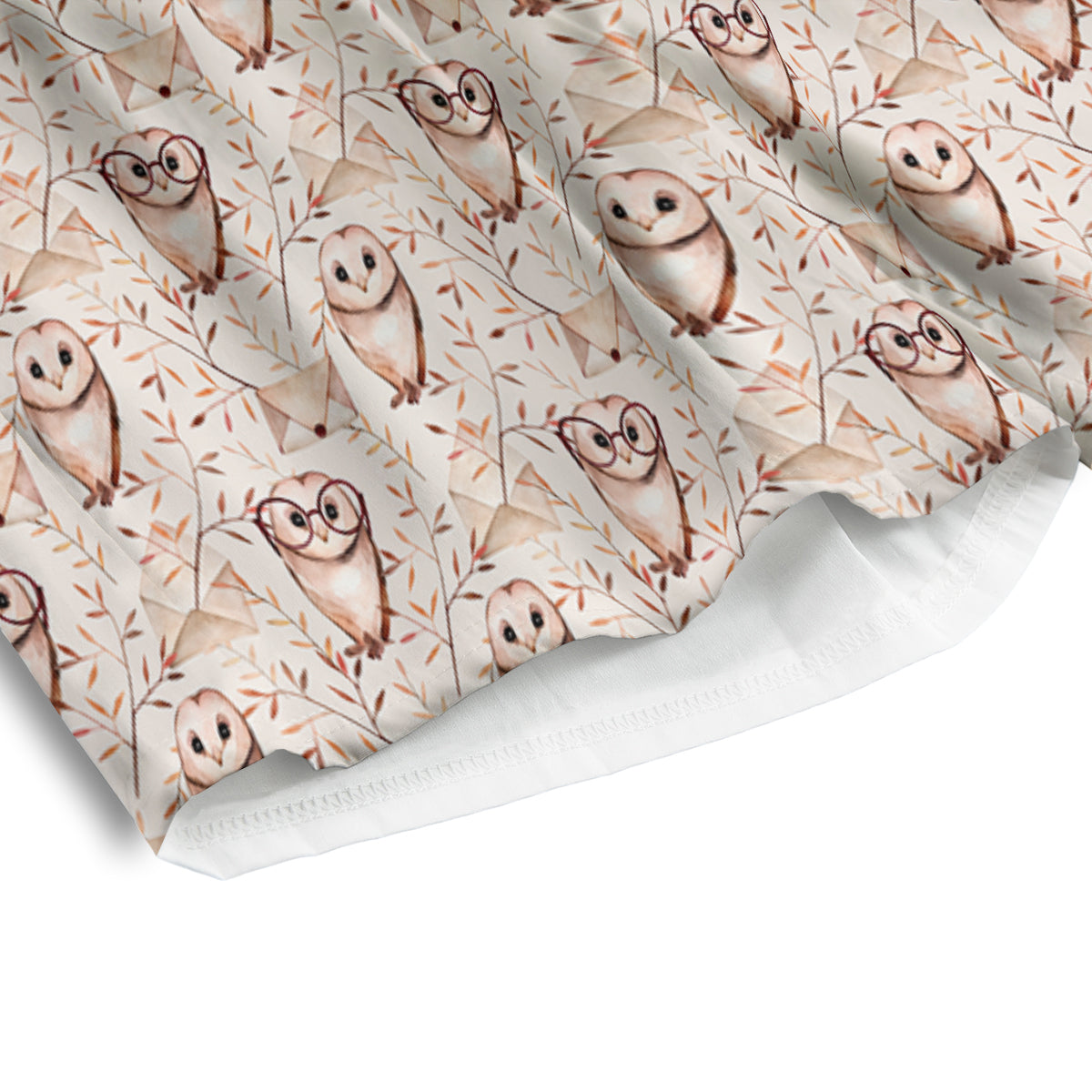 Boho Cute Owl Print Pattern Men's Athletic Shorts