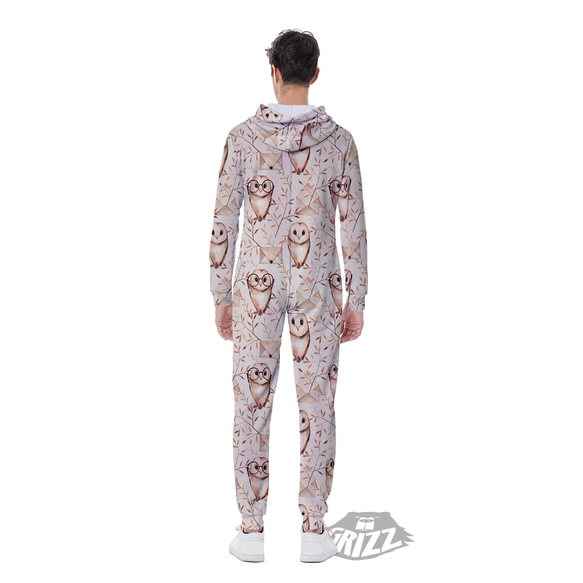 Boho Cute Owl Print Pattern Men's Jumpsuit-grizzshop