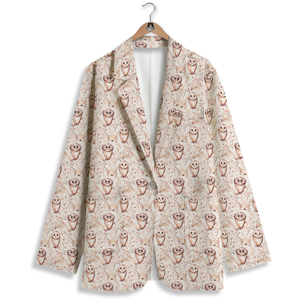 Boho Cute Owl Print Pattern Women's Blazer-grizzshop