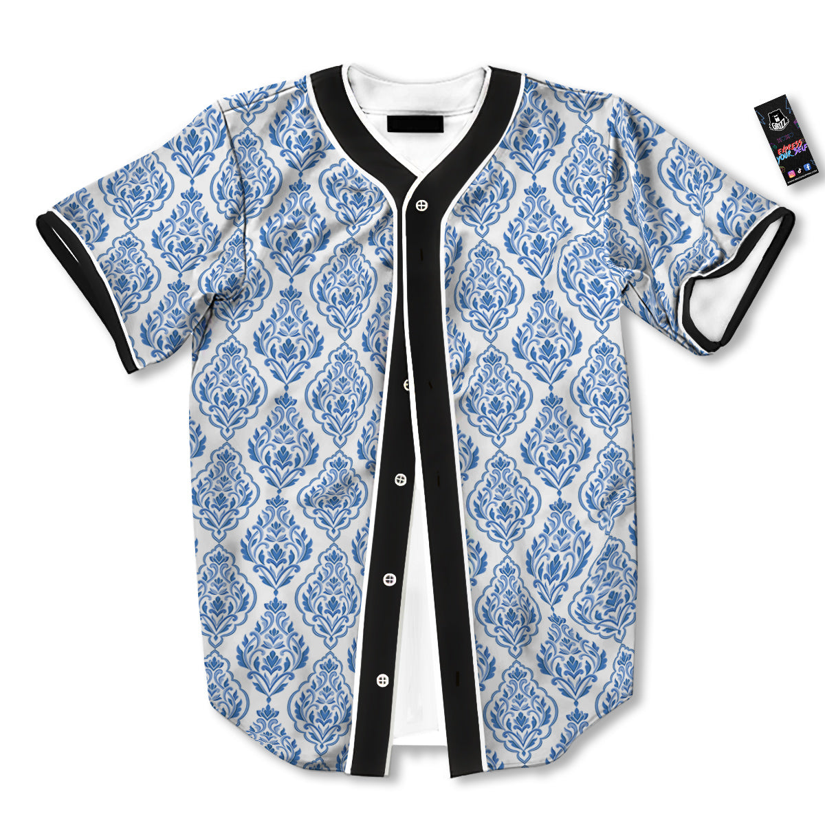 Boho Damask Print Pattern Baseball Jersey-grizzshop