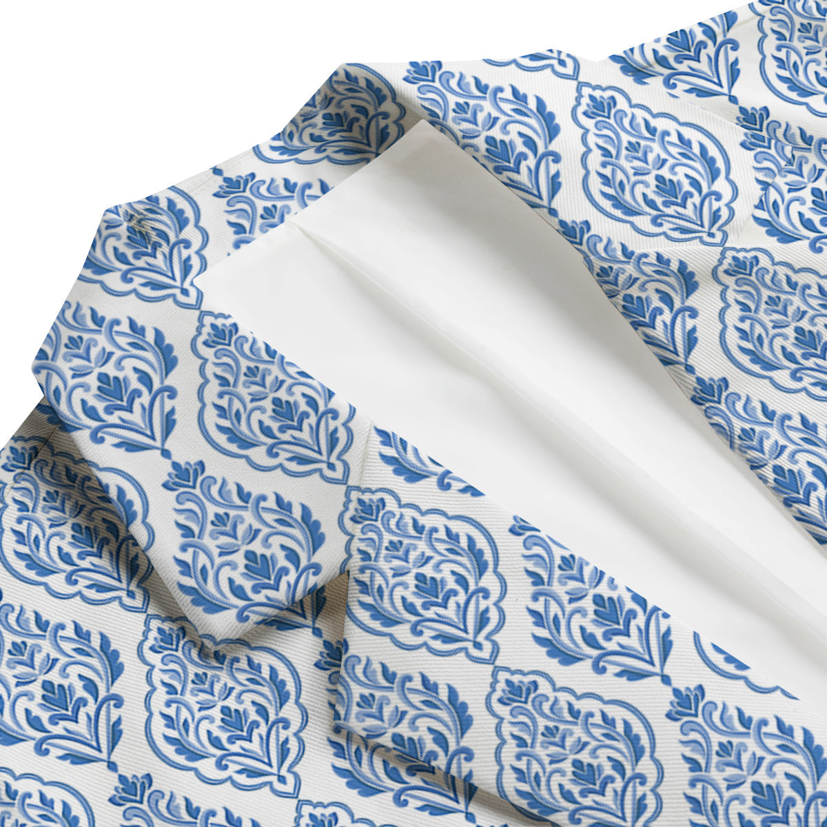Boho Damask Print Pattern Men's Blazer-grizzshop
