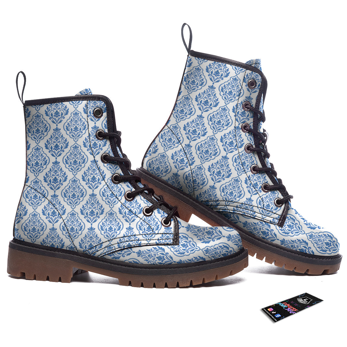 Boho Damask Print Pattern Work Boots-grizzshop