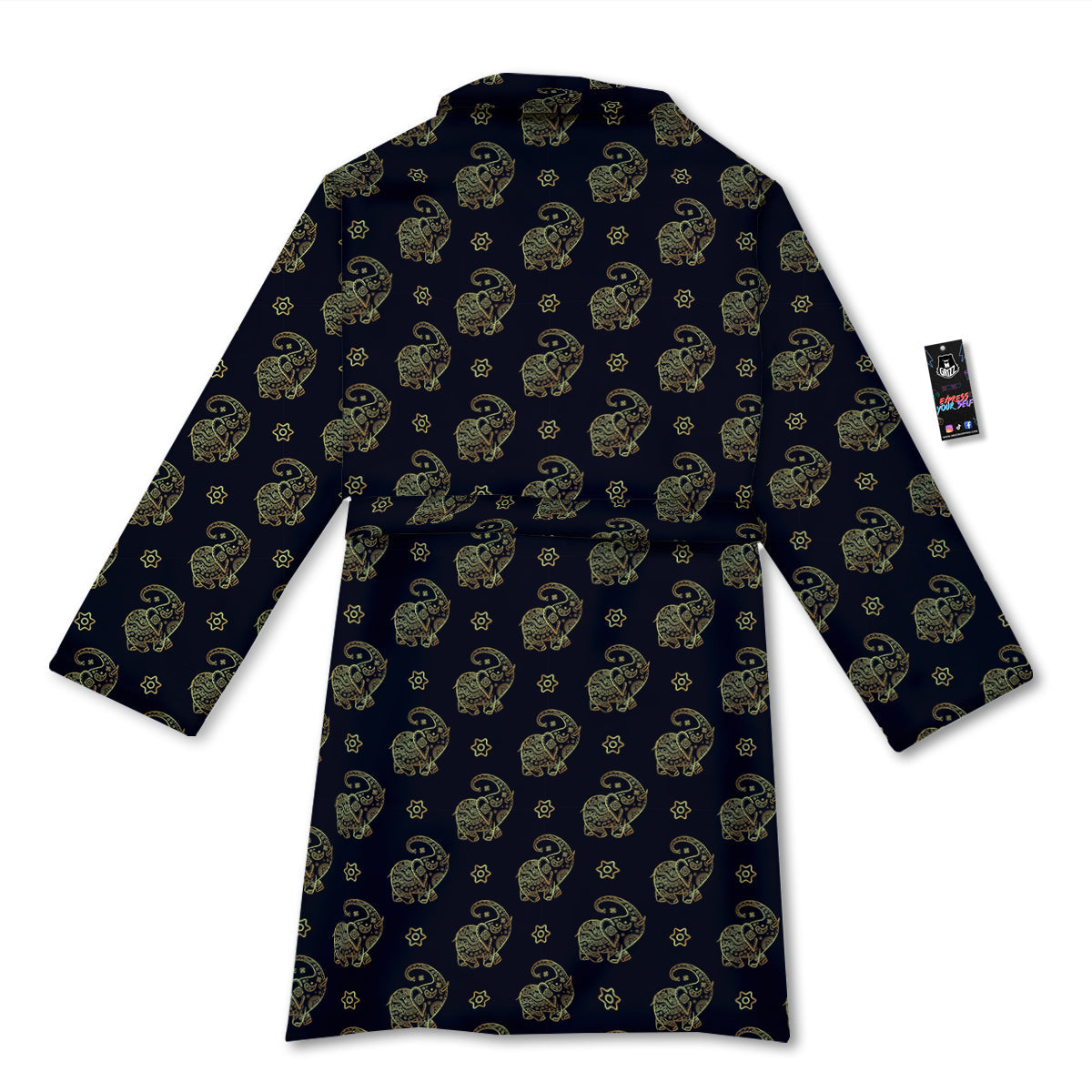 Boho Elephant Gold Cute Print Pattern Bathrobe-grizzshop