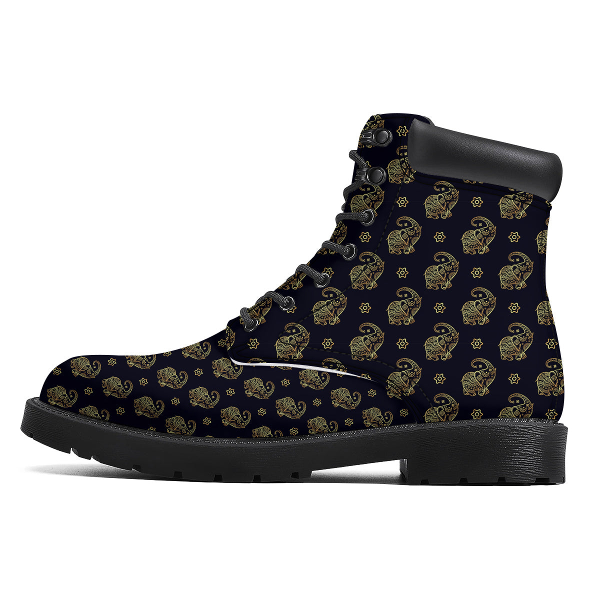 Boho Elephant Gold Cute Print Pattern Boots-grizzshop