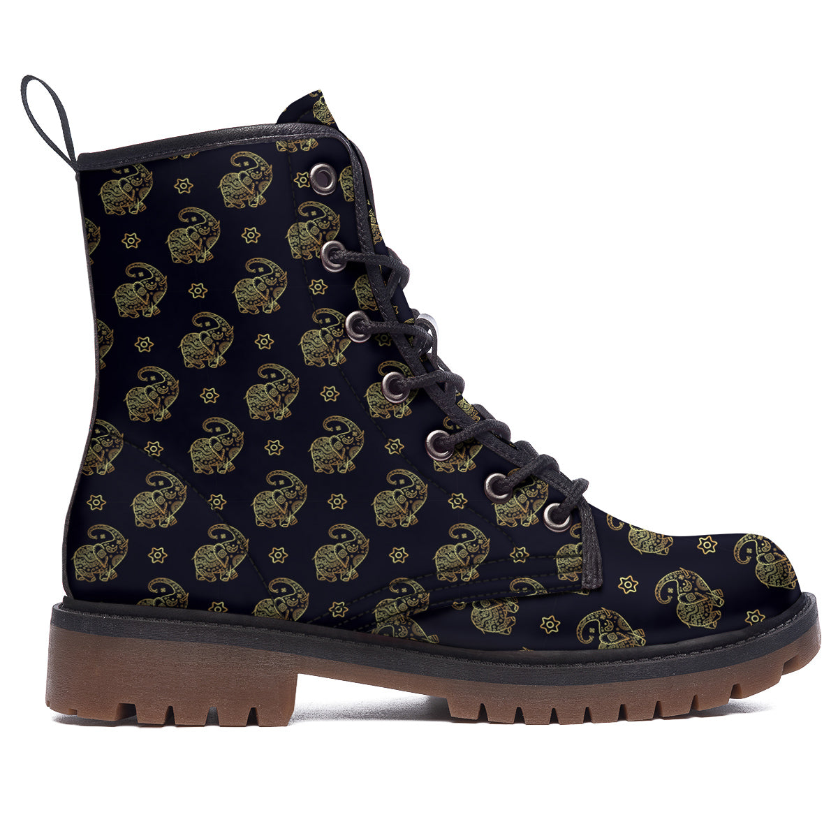 Boho Elephant Gold Cute Print Pattern Work Boots-grizzshop