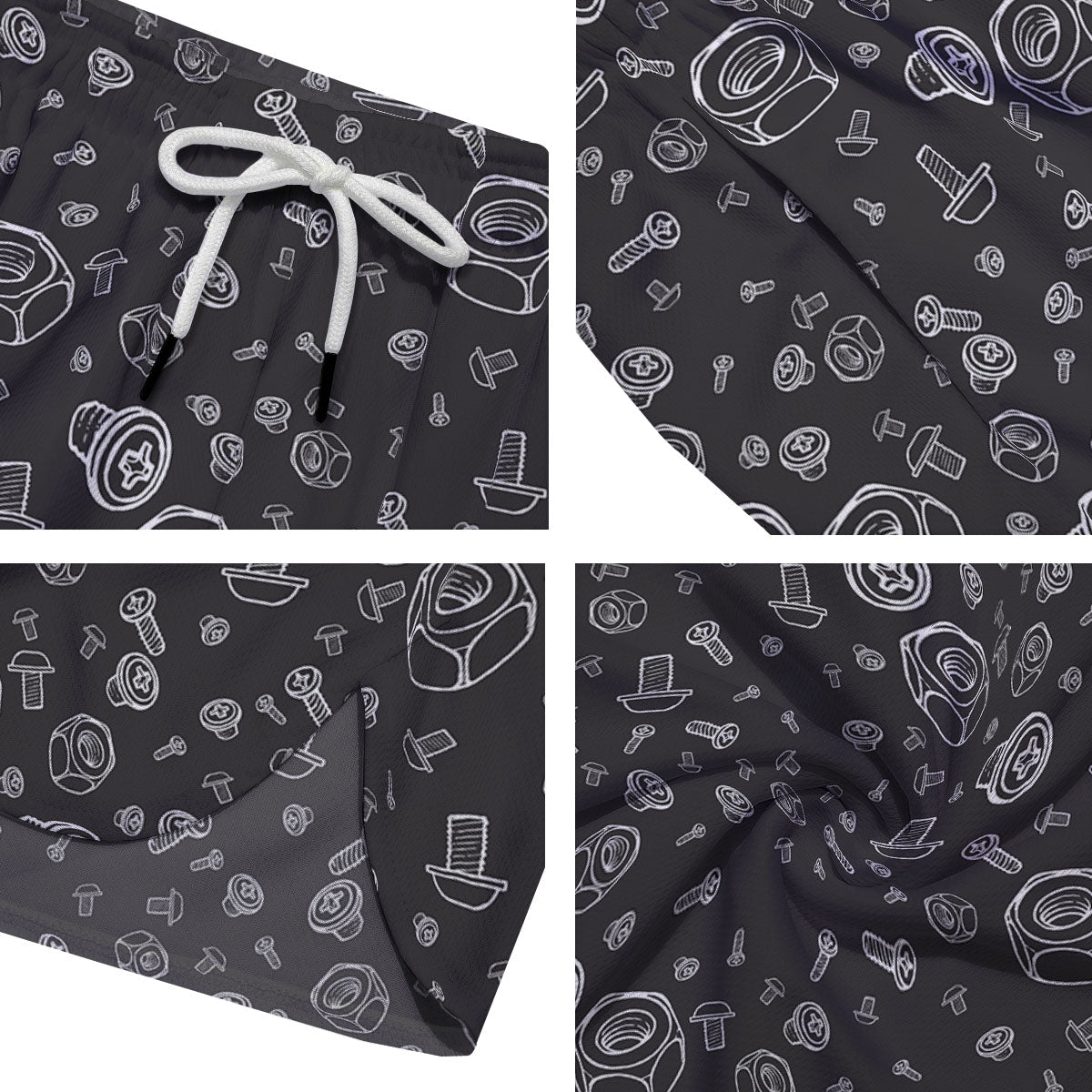 Bolts and Mechanic Nuts Print Pattern Men's Running Shorts-grizzshop