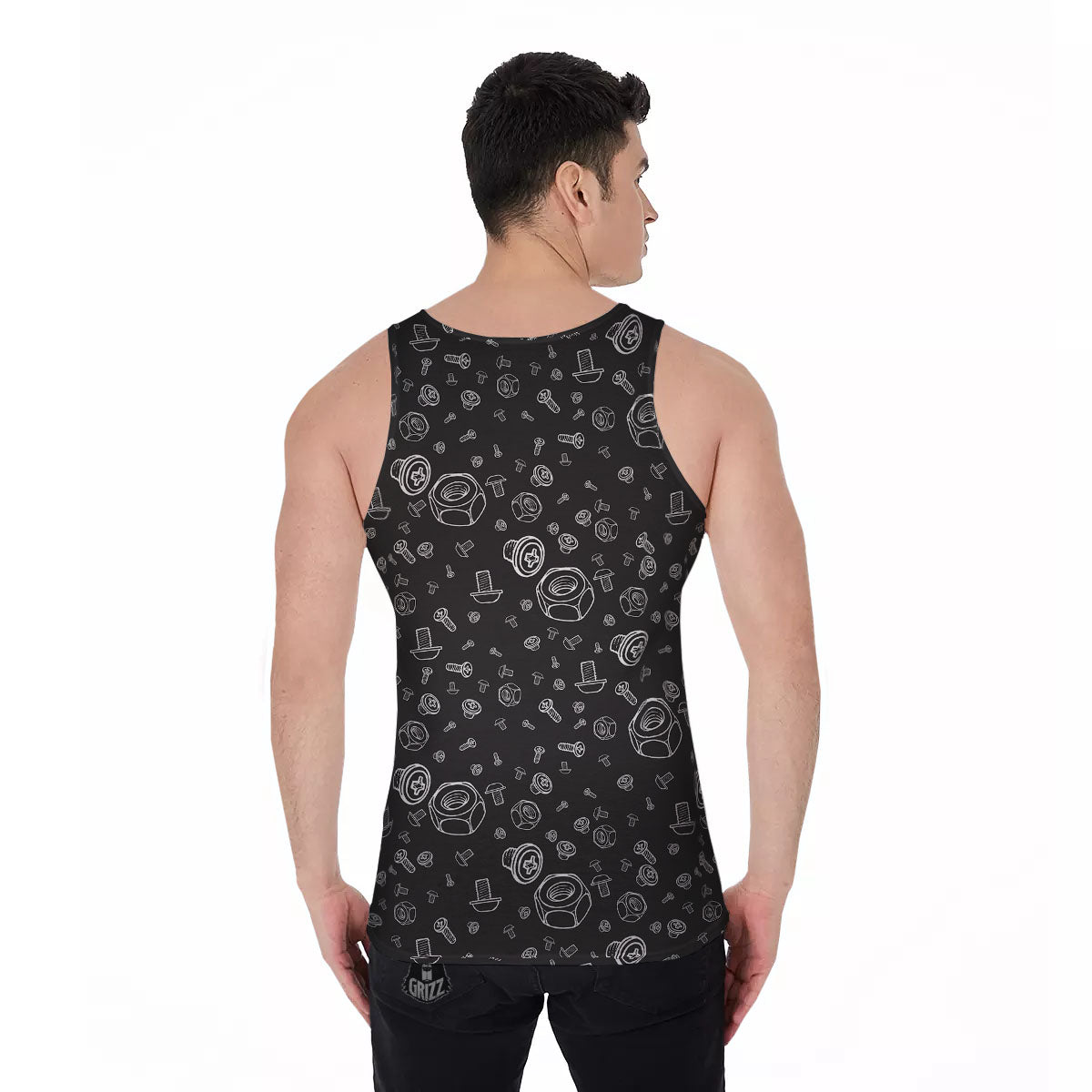 Bolts and Mechanic Nuts Print Pattern Men's Tank Top-grizzshop