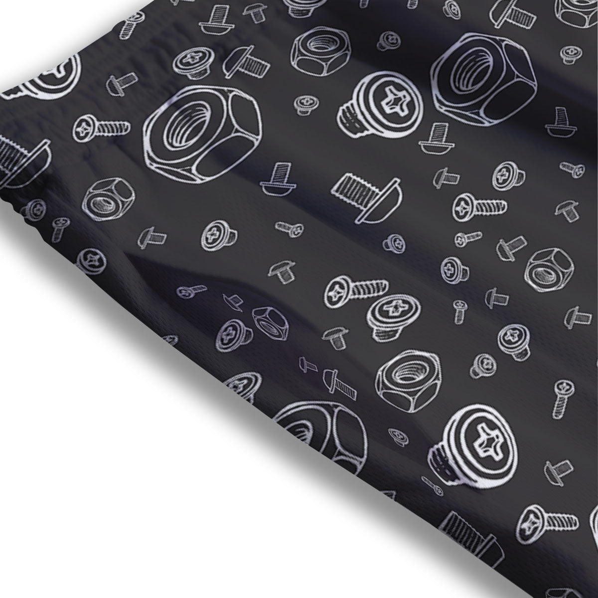 Bolts and Mechanic Nuts Print Pattern Mesh Shorts