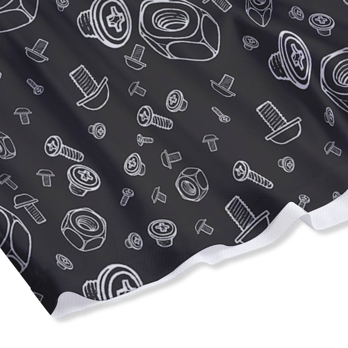 Bolts and Mechanic Nuts Print Pattern Mesh Shorts