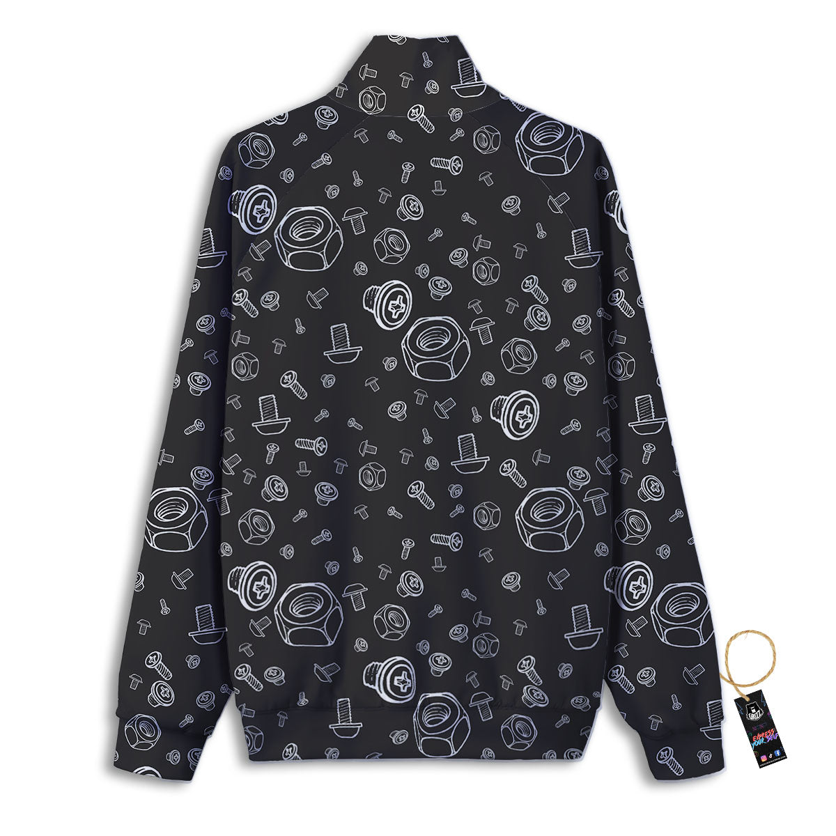 Bolts and Mechanic Nuts Print Pattern Track Jacket-grizzshop