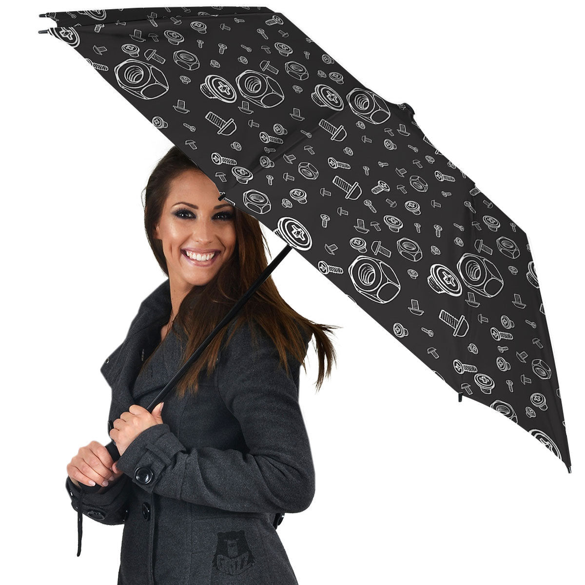 Bolts and Mechanic Nuts Print Pattern Umbrella-grizzshop