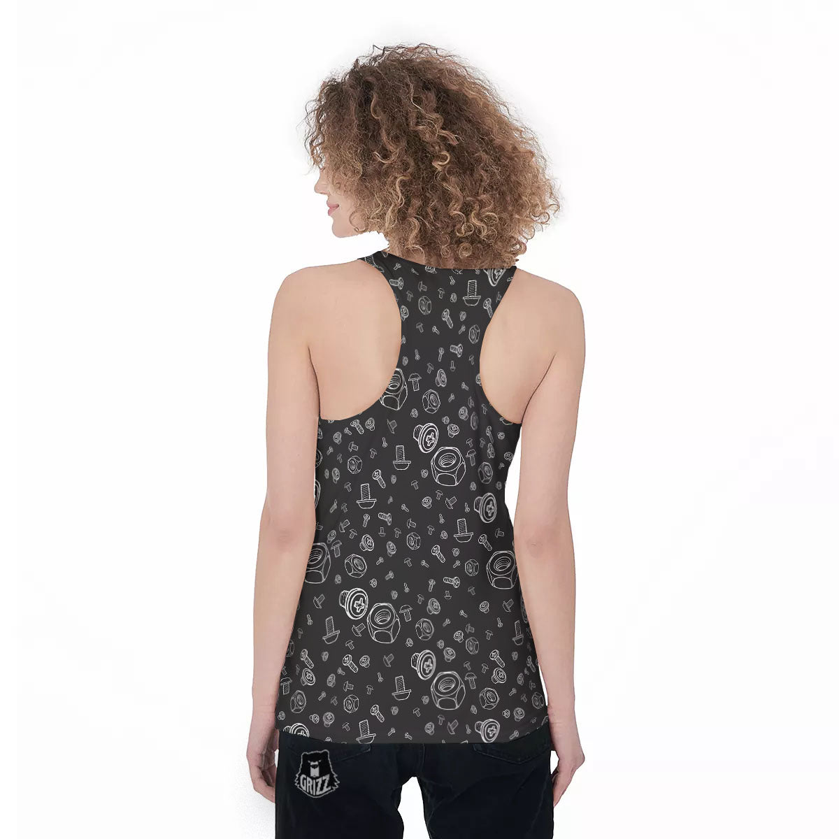 Bolts and Mechanic Nuts Print Pattern Women's Racerback Tank Top-grizzshop