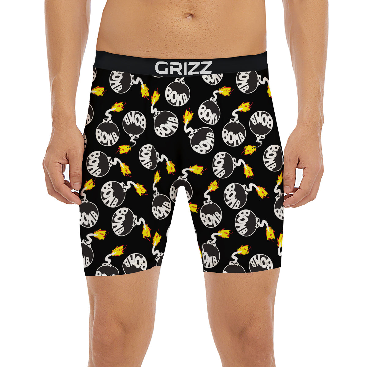 Bomb And Fire Print Pattern Boxer Briefs-grizzshop