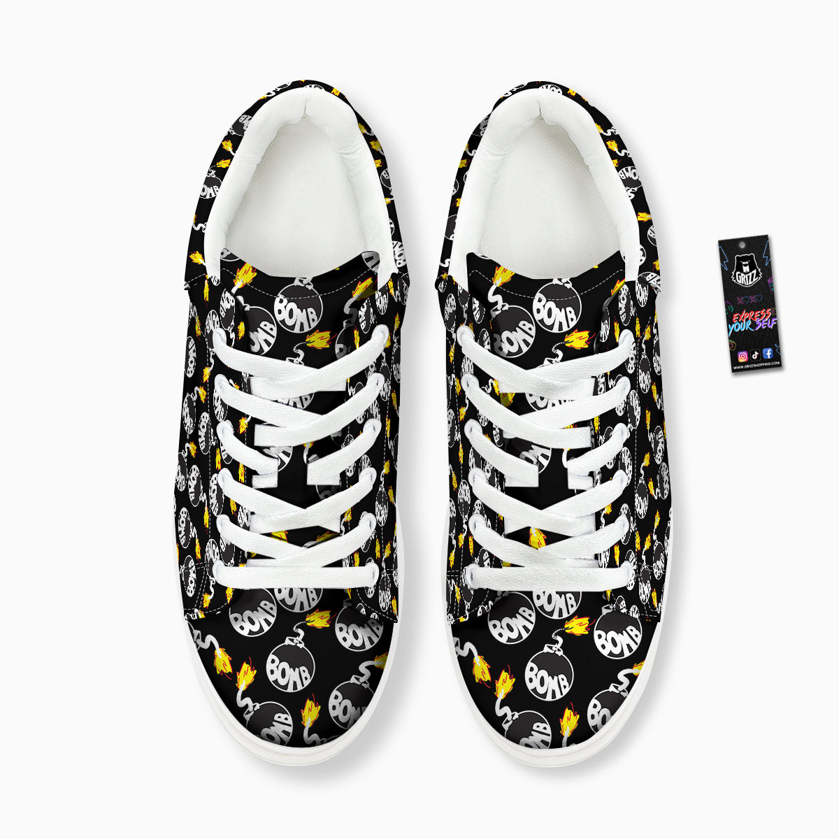 Bomb And Fire Print Pattern Platform Shoes-grizzshop
