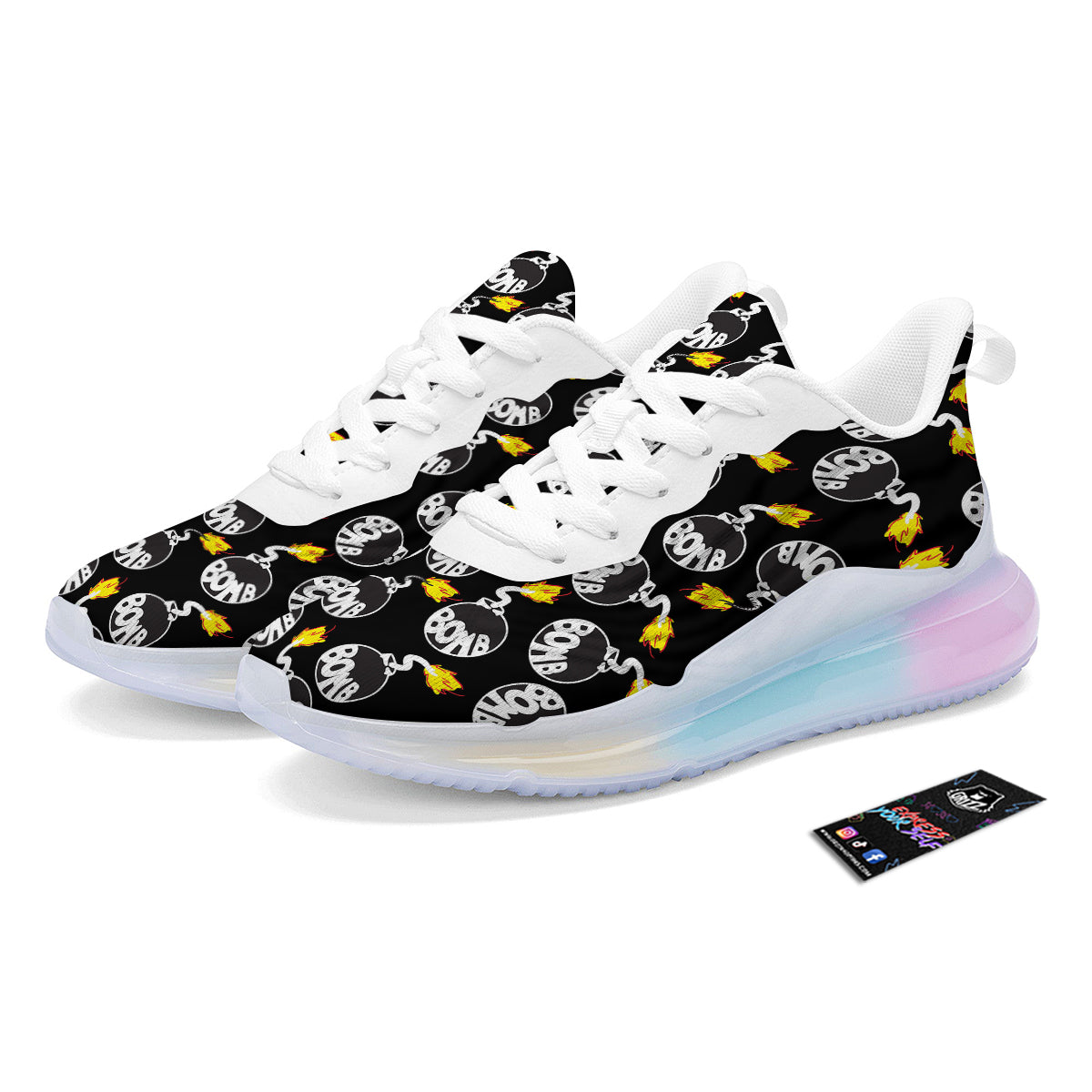 Bomb And Fire Print Pattern Running Sneakers-grizzshop