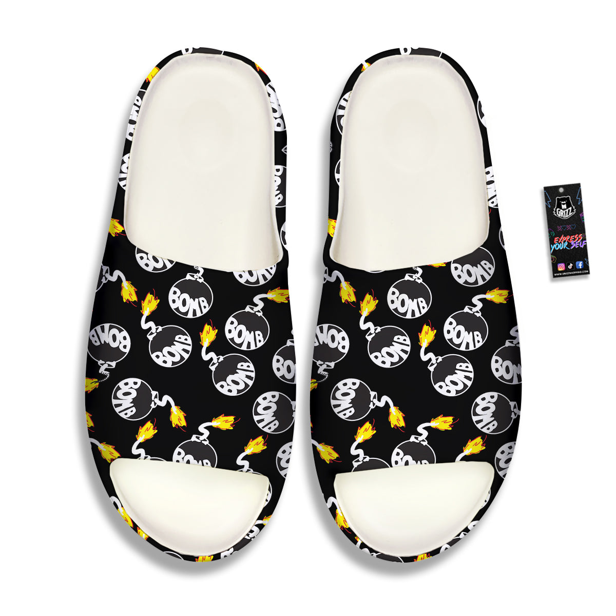 Bomb And Fire Print Pattern Sandals-grizzshop