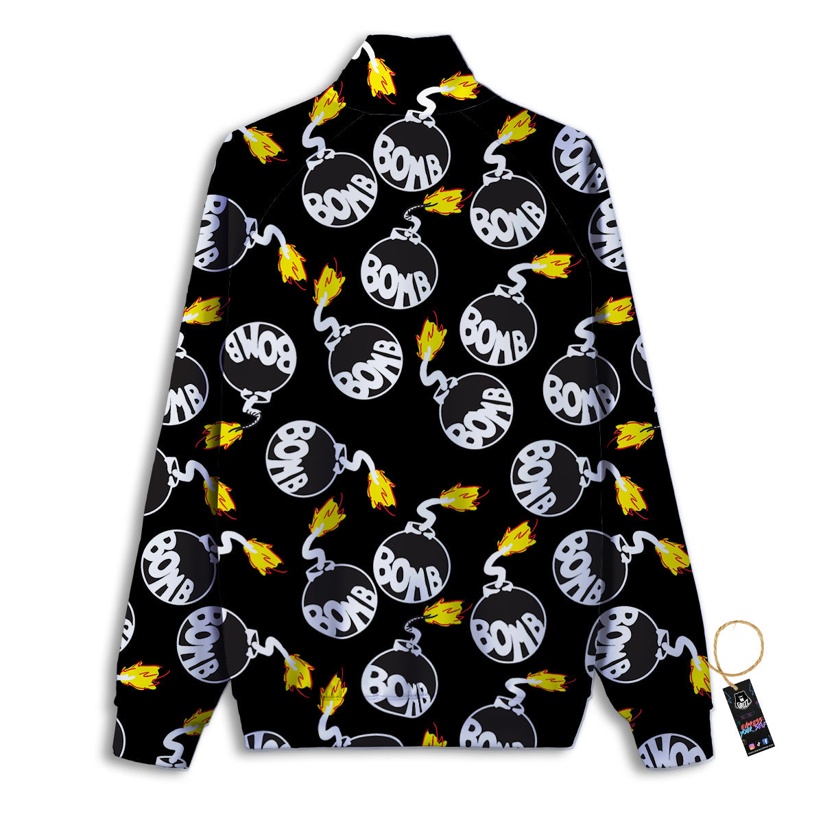 Bomb And Fire Print Pattern Track Jacket-grizzshop
