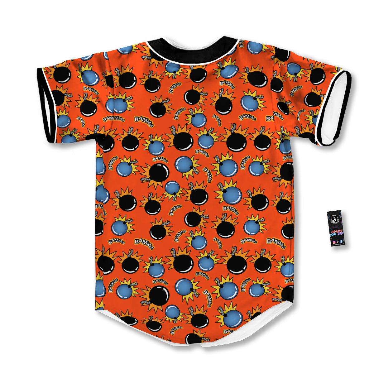 Bomb Bamm Print Pattern Baseball Jersey-grizzshop