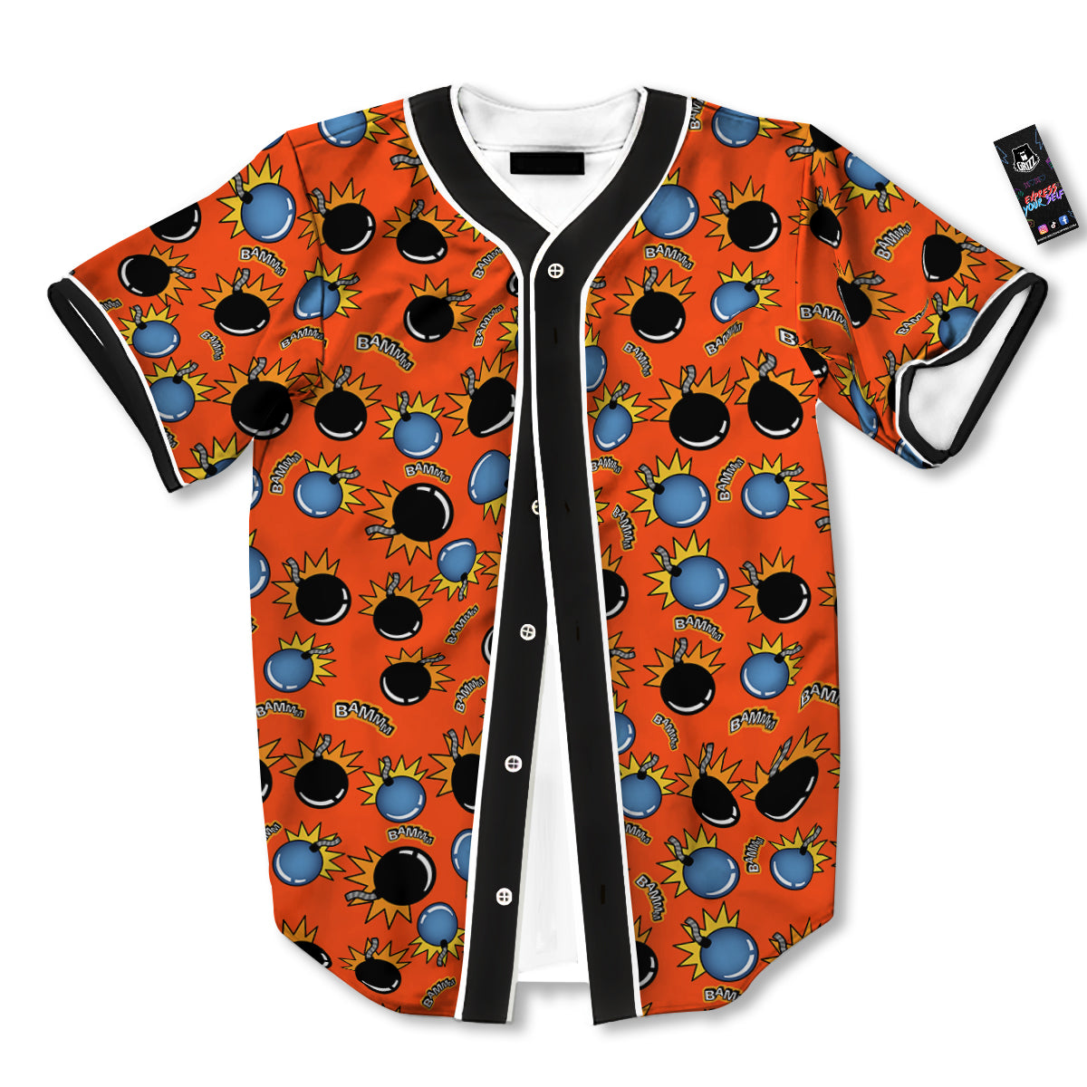 Bomb Bamm Print Pattern Baseball Jersey-grizzshop