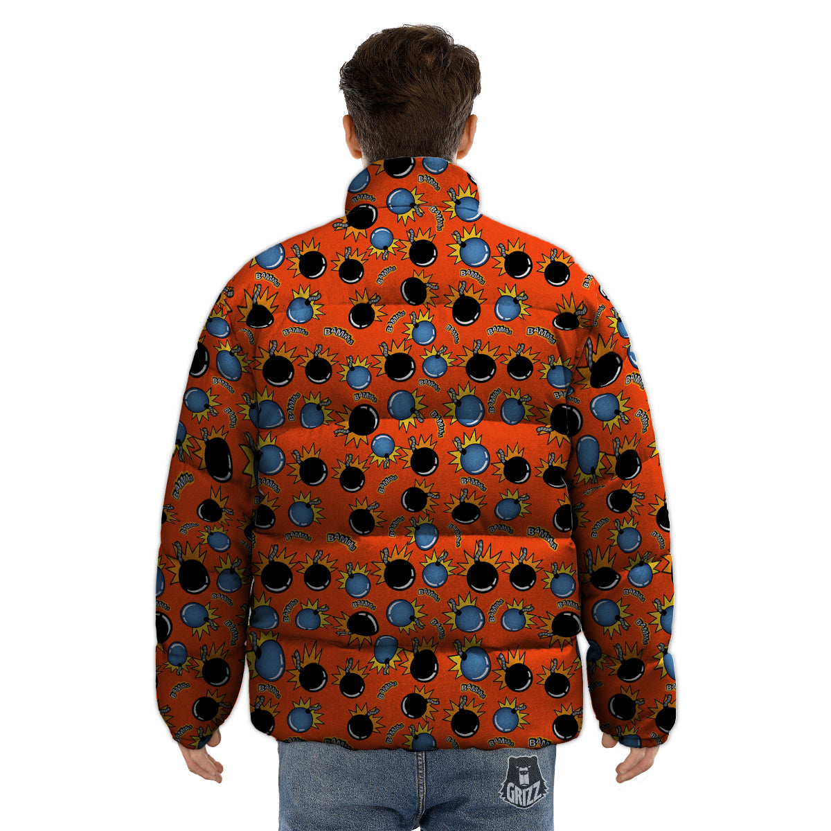 Bomb Bamm Print Pattern Puffer Jacket-grizzshop
