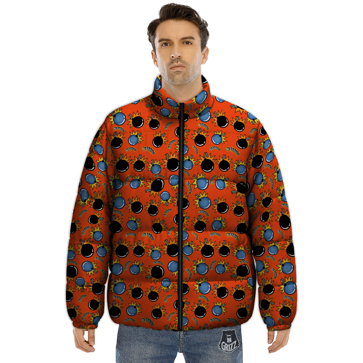 Bomb Bamm Print Pattern Puffer Jacket-grizzshop
