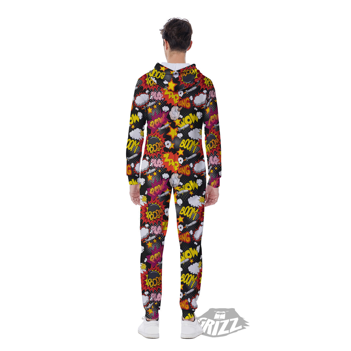 Bomb Boom Comic Graffiti Print Pattern Men's Jumpsuit-grizzshop