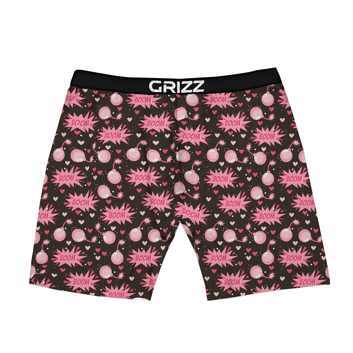 Bomb Boom Pink And Heart Print Pattern Boxer Briefs-grizzshop