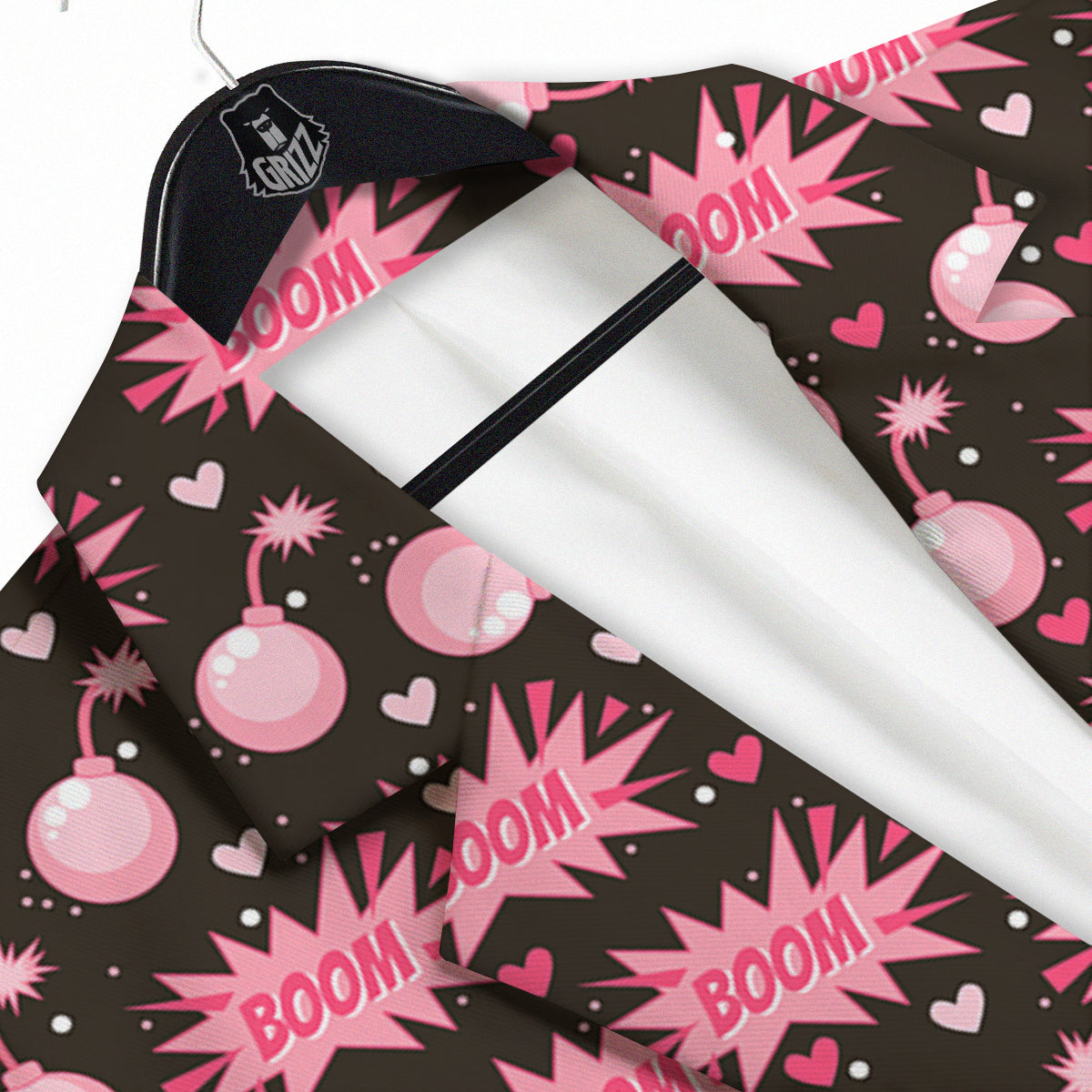 Bomb Boom Pink And Heart Print Pattern Men's Sport Coat-grizzshop