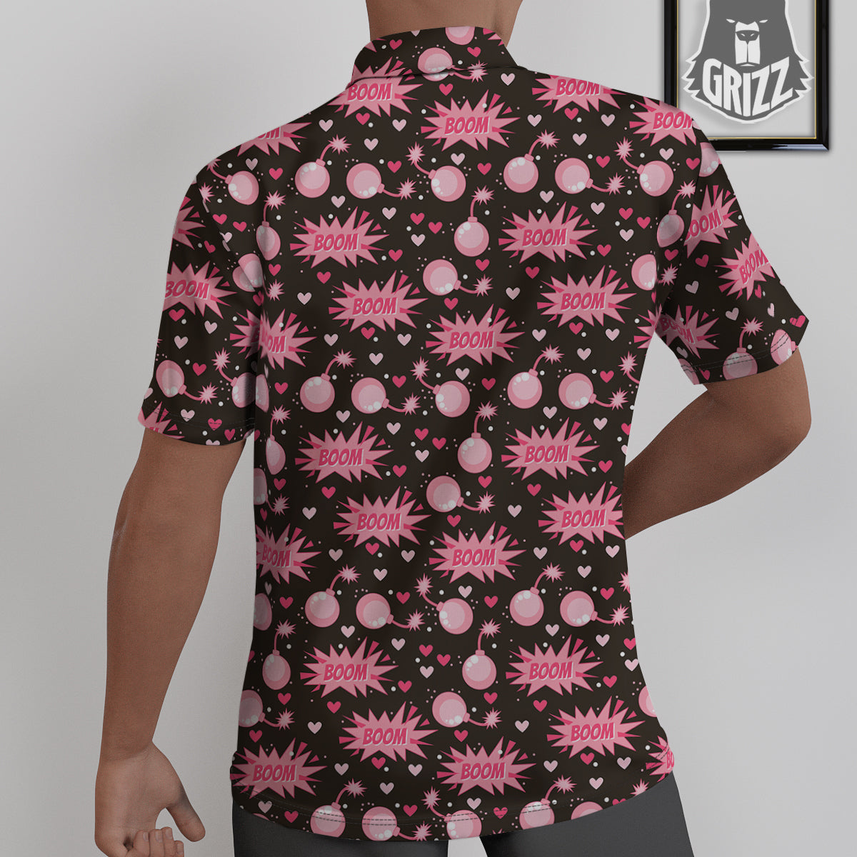 Bomb Boom Pink And Heart Print Pattern Untucked Shirts-grizzshop