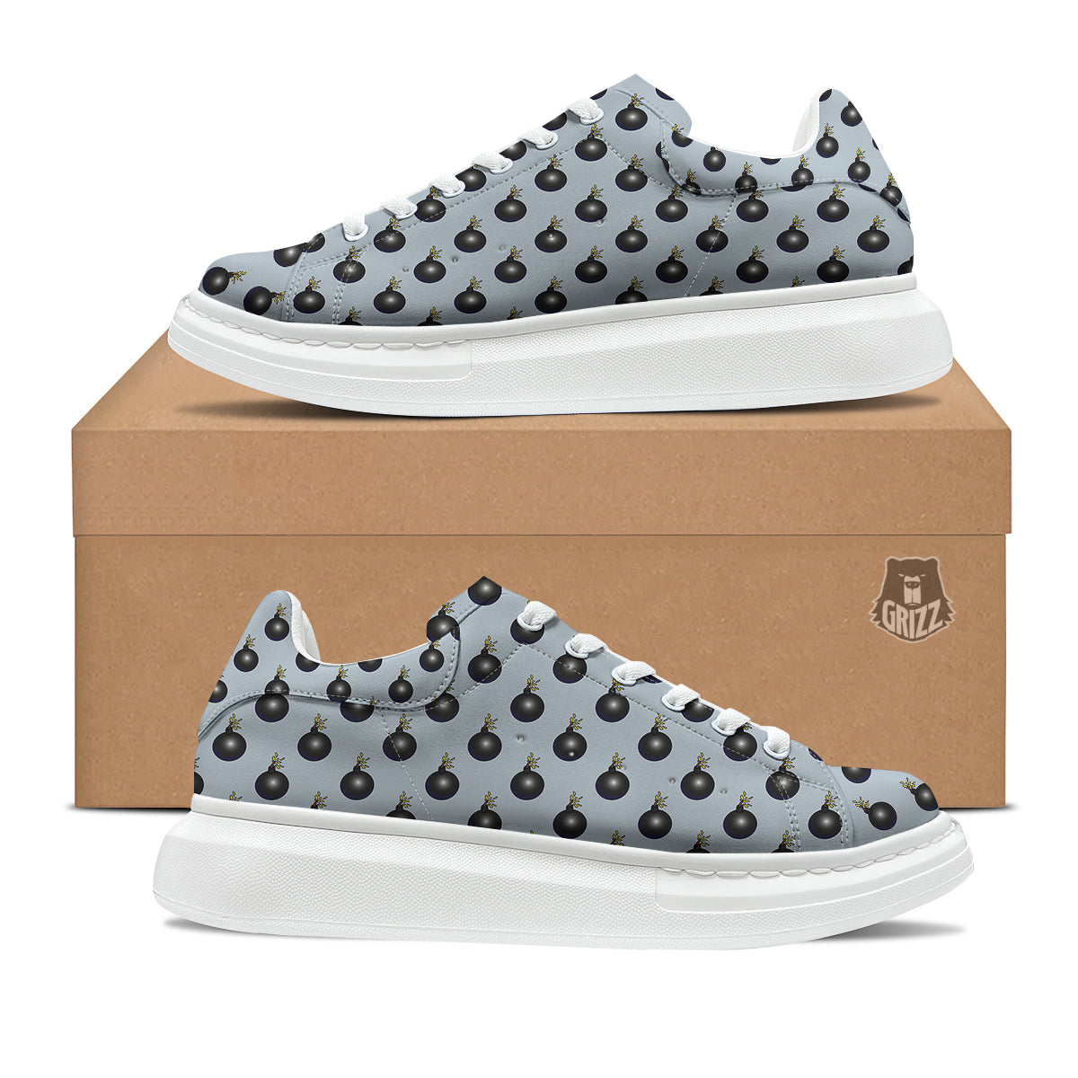 Bomb Vintage Print Pattern Platform Shoes-grizzshop