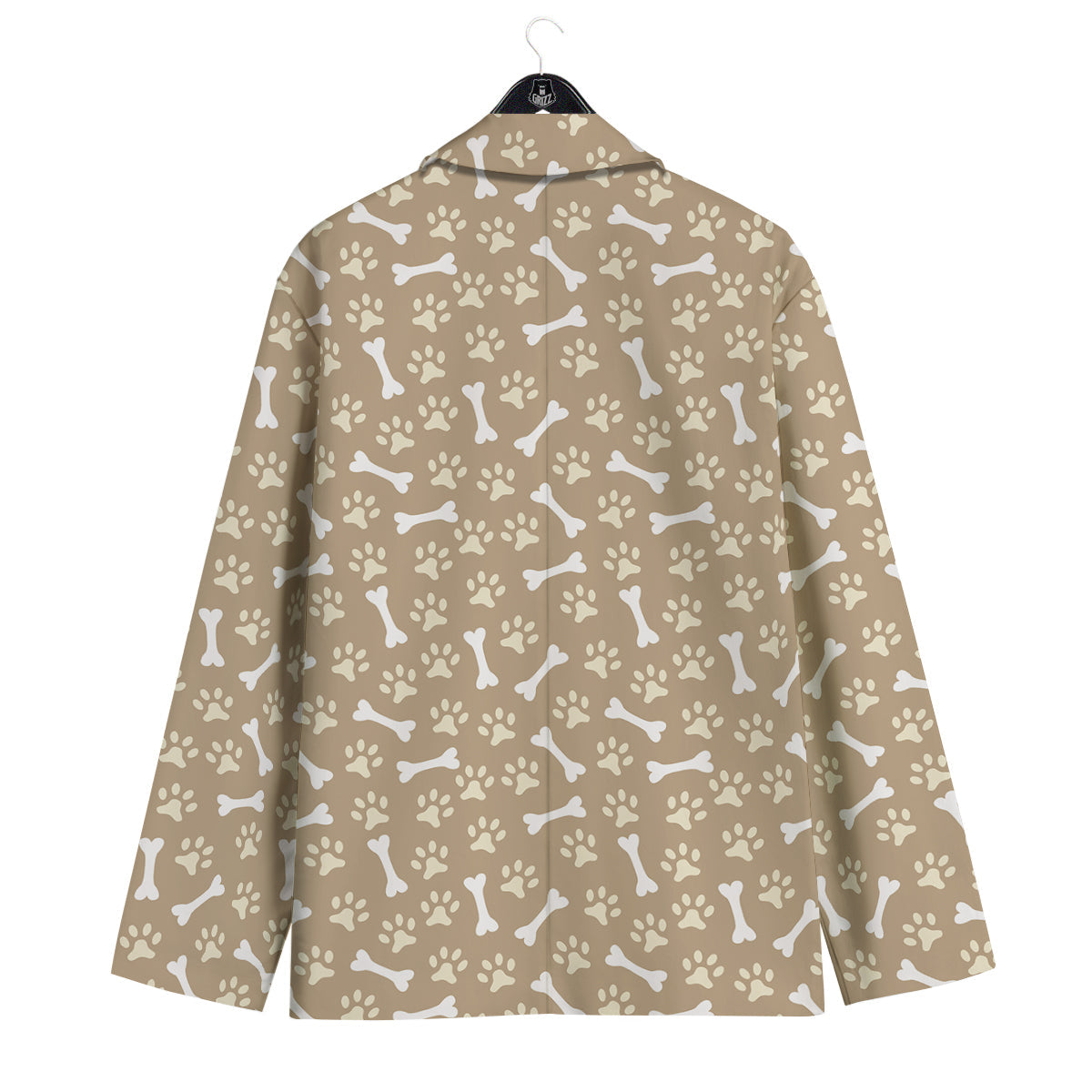 Bone And Beige Paw Print Pattern Men's Sport Coat-grizzshop
