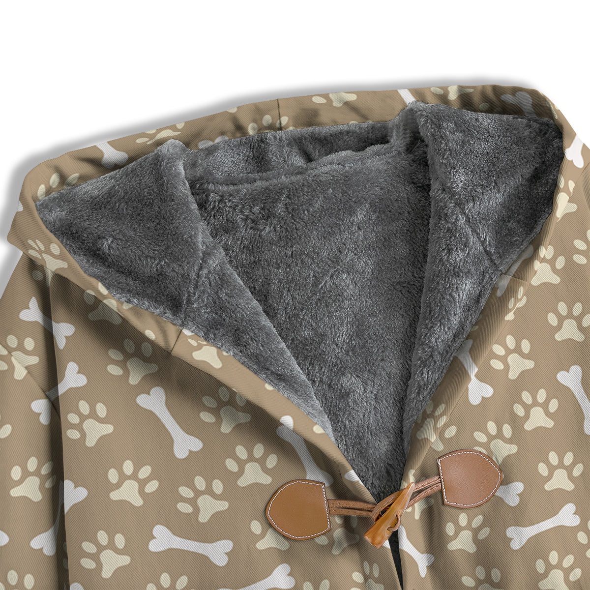 Bone And Beige Paw Print Pattern Men's Windbreaker Jacket-grizzshop