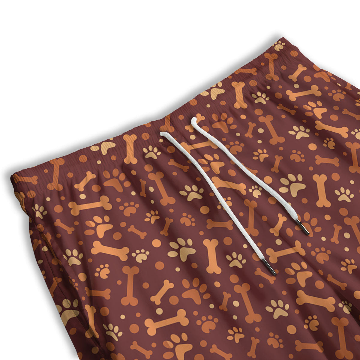 Bone And Brown Paw Print Pattern Men's Athletic Shorts
