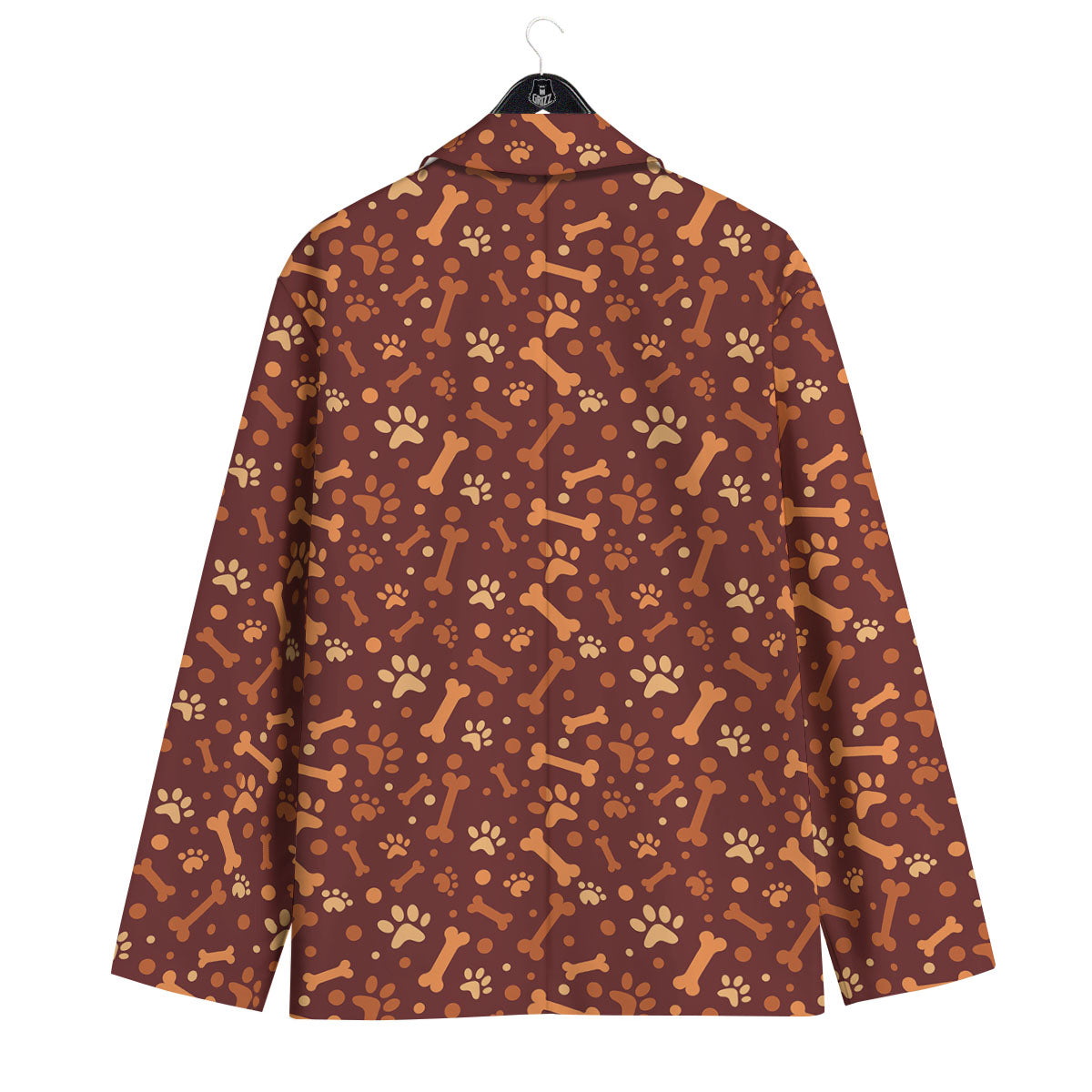 Bone And Brown Paw Print Pattern Men's Sport Coat-grizzshop