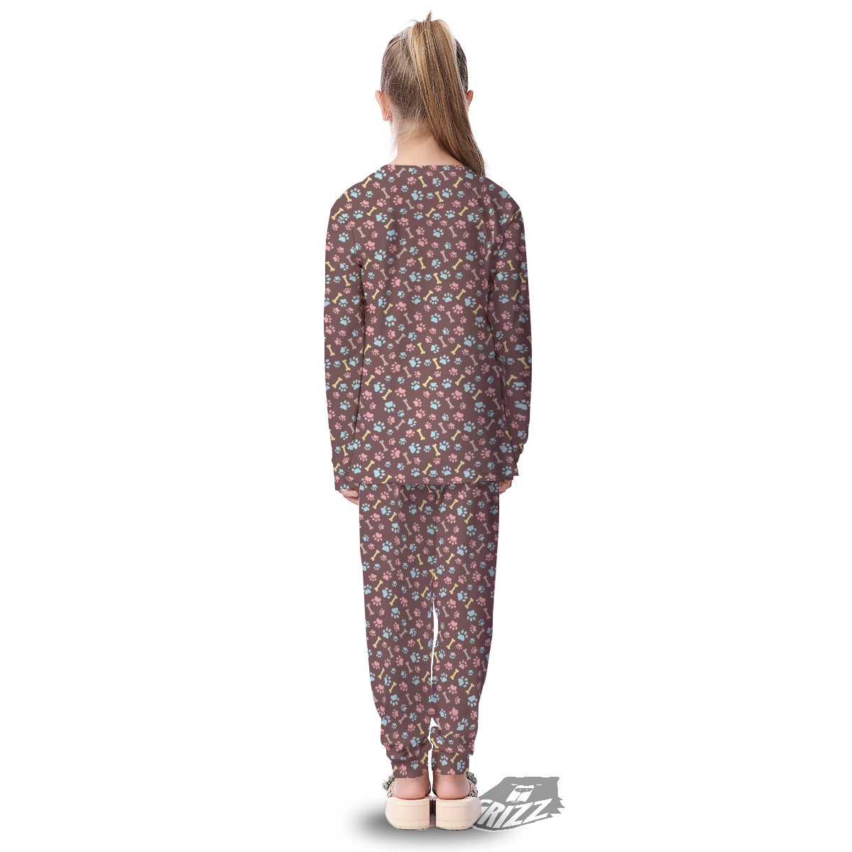Bone And Colorful Paw Print Pattern Kid's Pajamas-grizzshop