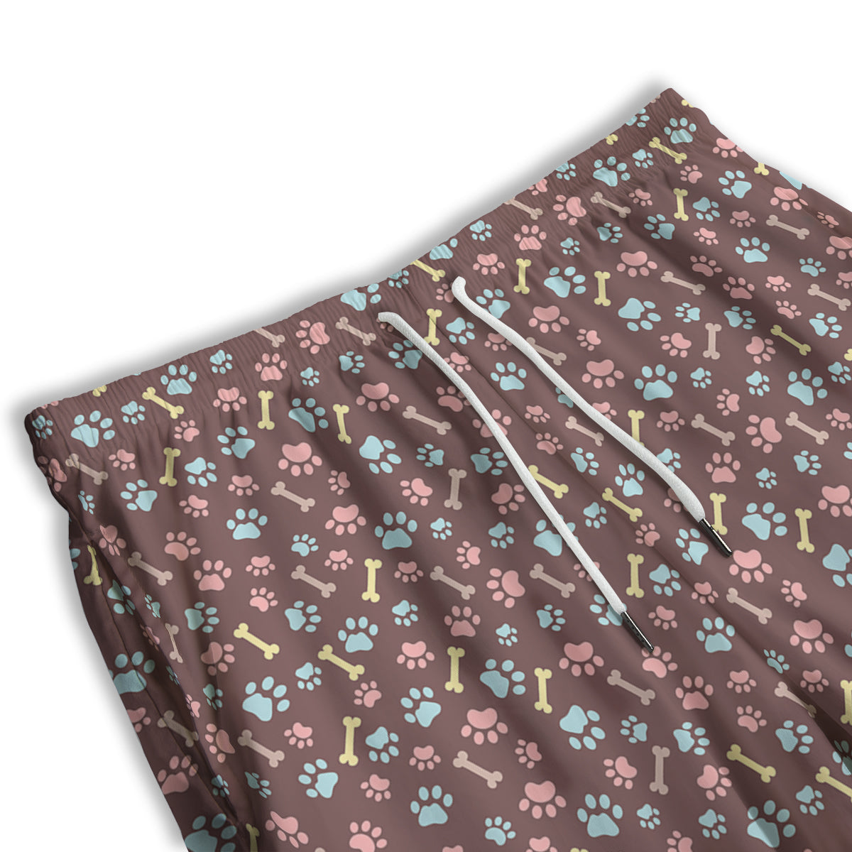 Bone And Colorful Paw Print Pattern Men's Athletic Shorts