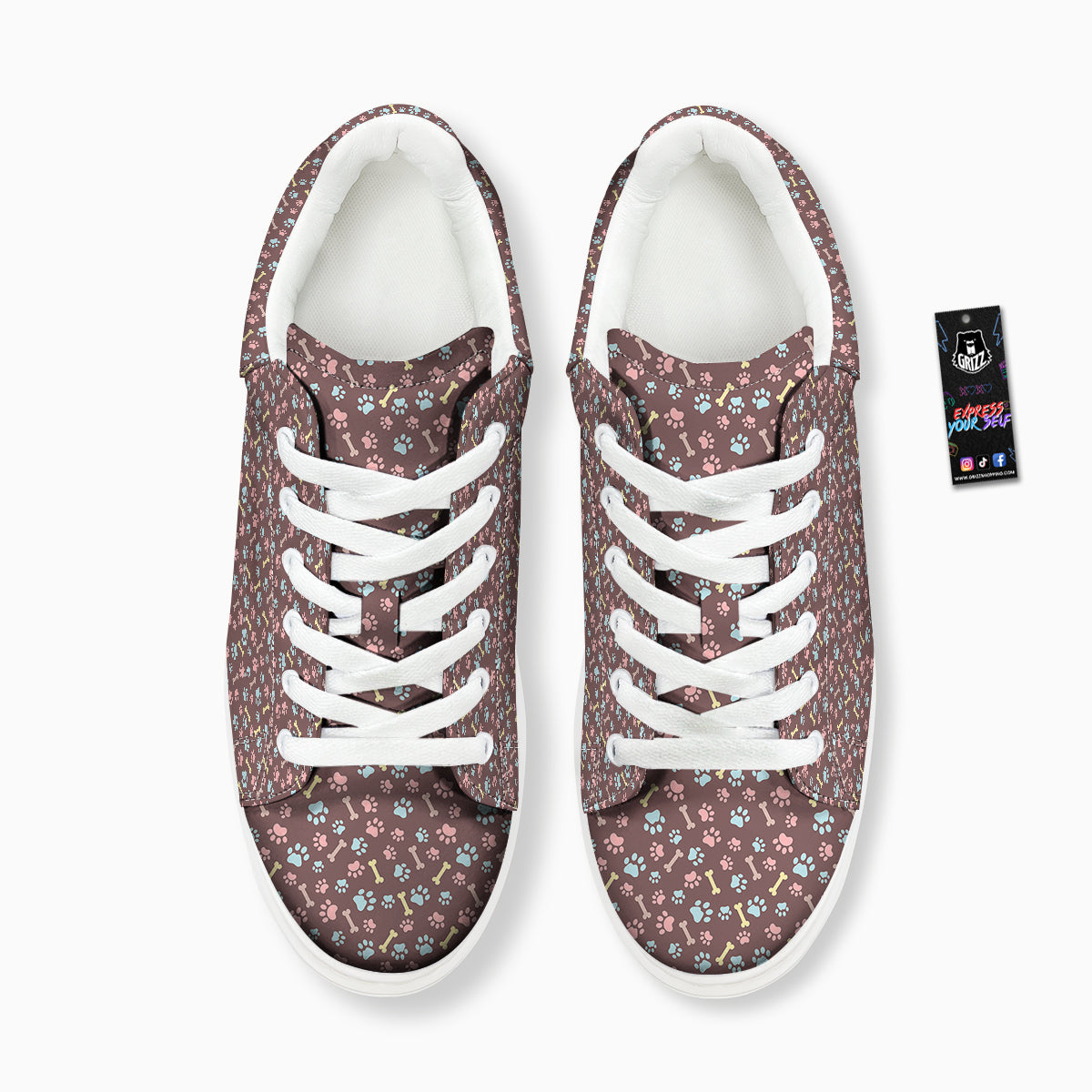 Bone And Colorful Paw Print Pattern Platform Shoes-grizzshop