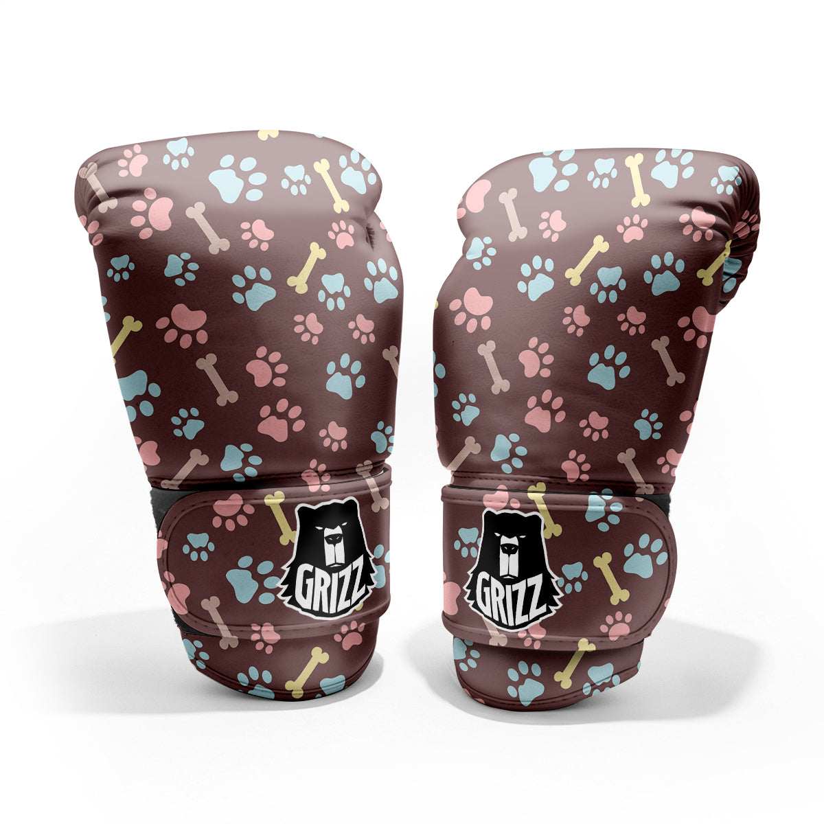 Bone And Colorful Paw Print Pattern Pro Boxing Glove